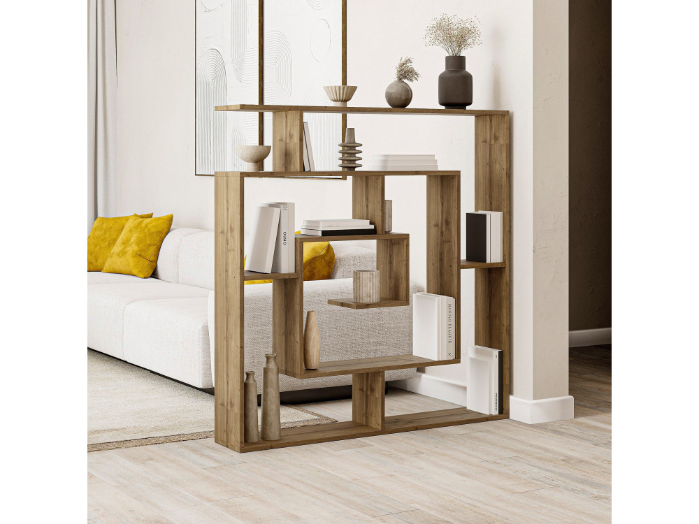 Bibliothèque en bois "Labirent" - 125 x 22 x 129 cm - Marron