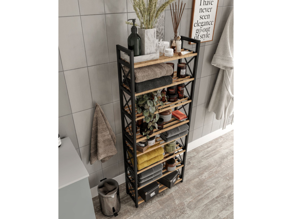 Bibliothèque en bois "Plastic" - 46 x 18 x 128 cm - Noir