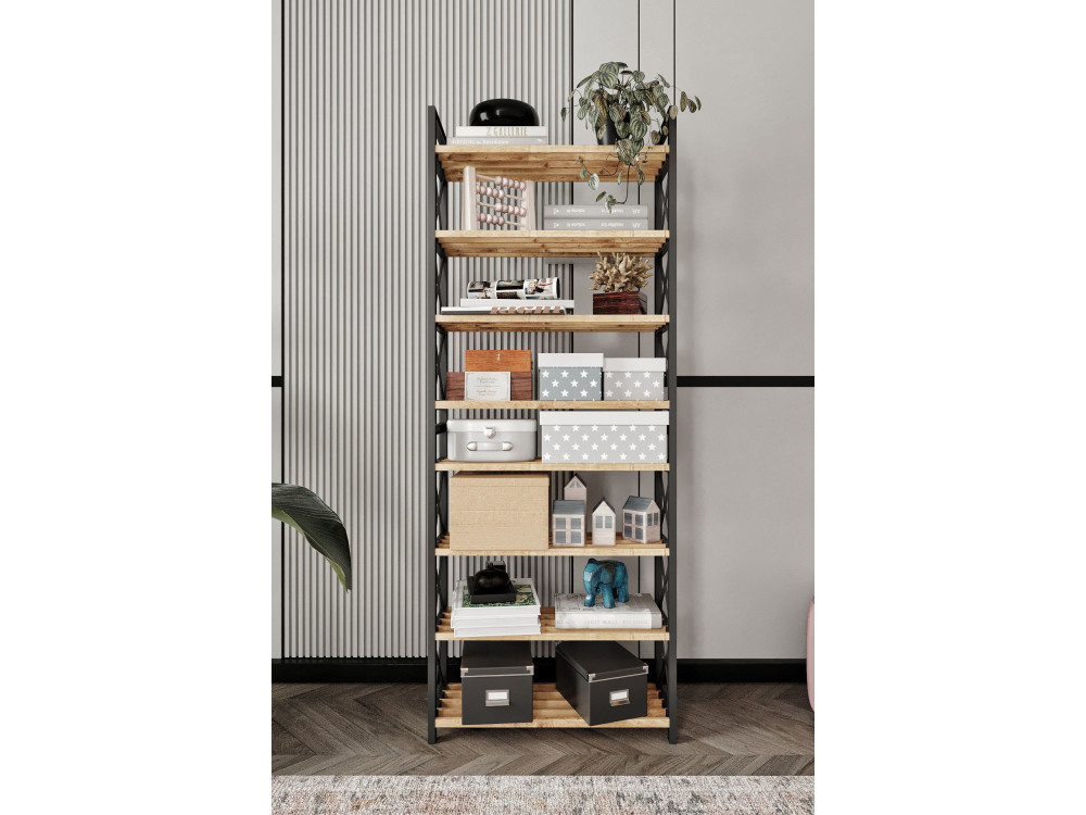 Bibliothèque en bois "Plastic" - 46 x 18 x 128 cm - Noir