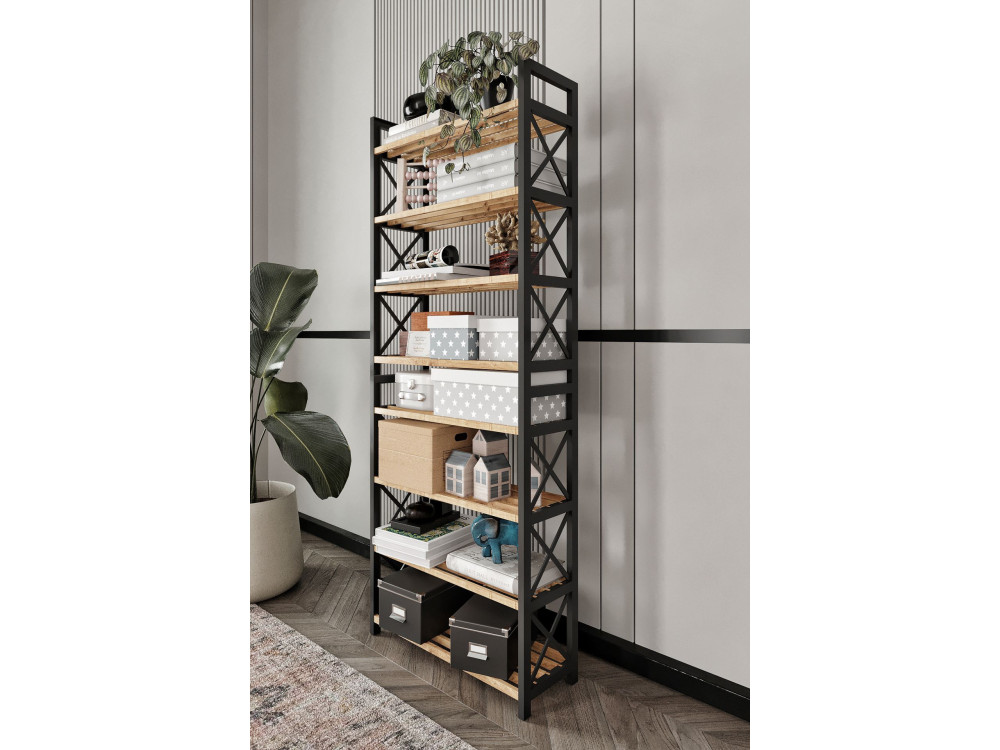 Bibliothèque en bois "Plastic" - 46 x 18 x 128 cm - Noir
