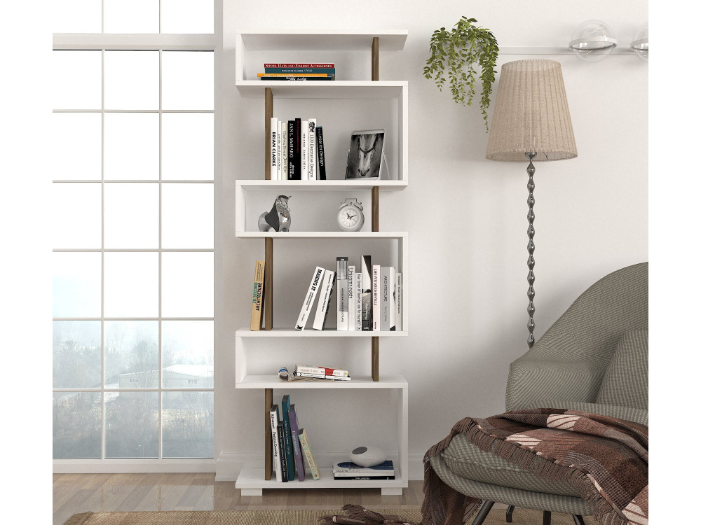Bibliothèque en bois "Blok" - 60 x 19 x 165 cm - Marron