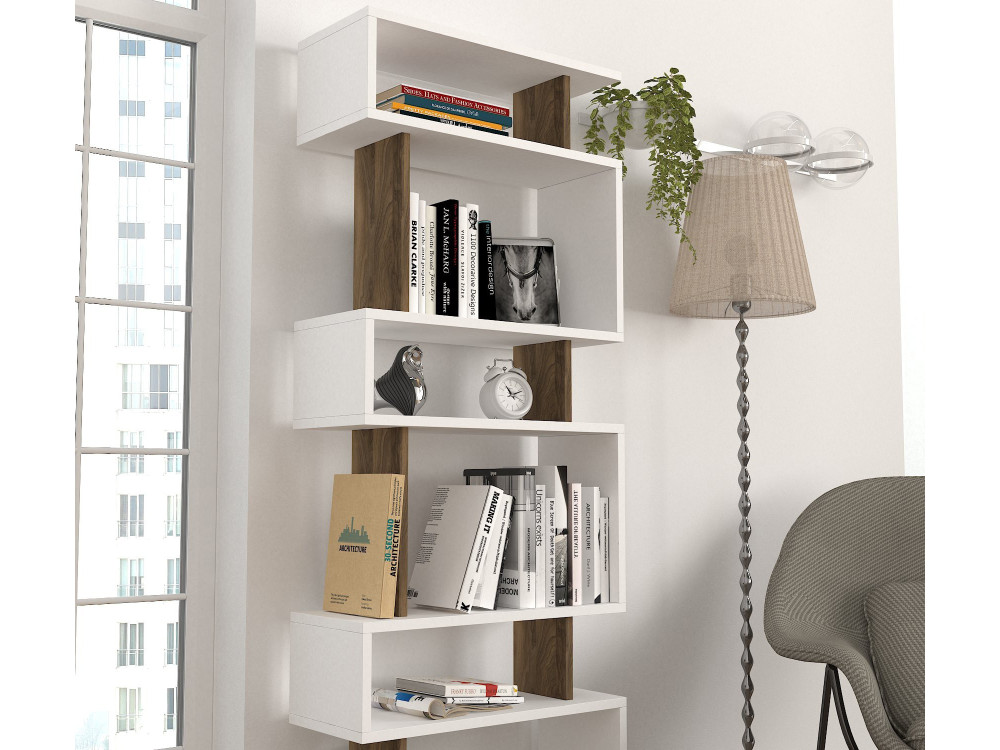 Bibliothèque en bois "Blok" - 60 x 19 x 165 cm - Marron