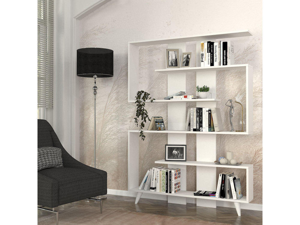 Bibliothèque en bois "Rain" - 120 x 20 x 162 cm - Blanc