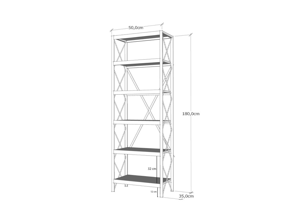 Bibliothèque en bois "Suadiye" - 50 x 30 x 180 cm - Marron