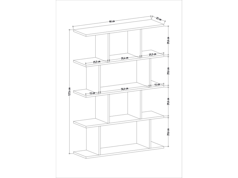 Bibliothèque en bois "Harmon" - 90 x 25 x 127 cm - Blanc