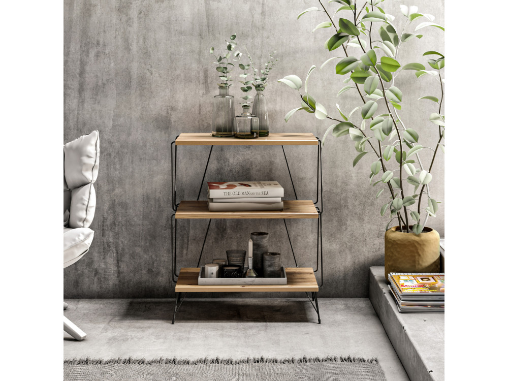 Bibliothèque en bois "Lazandos" - 46 x 30 x 76 cm - Marron
