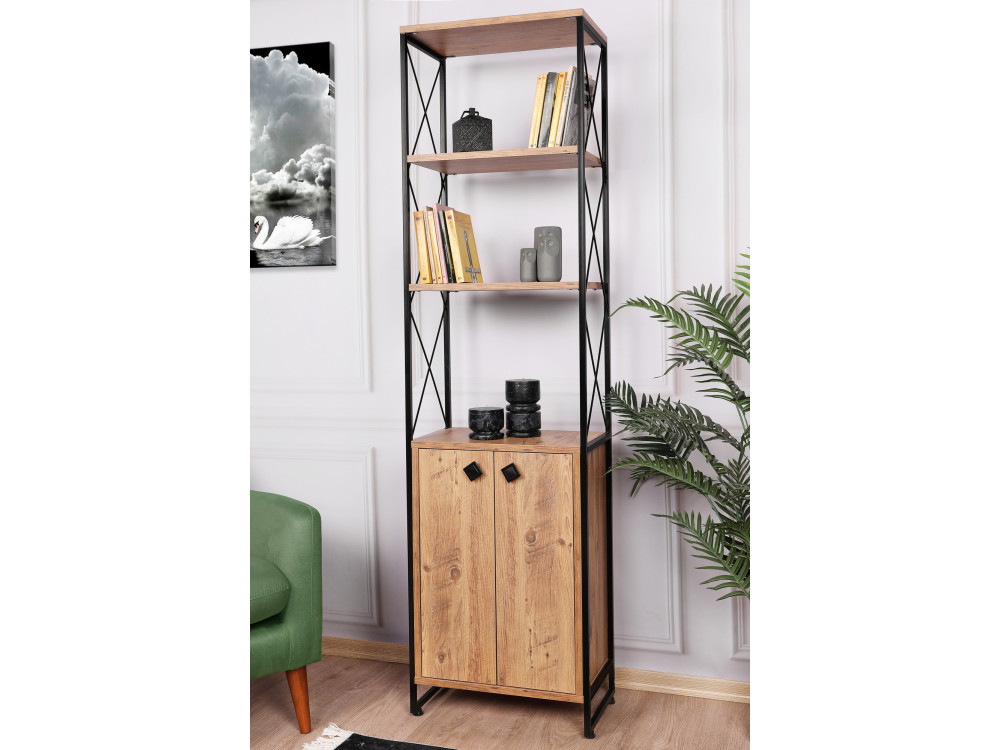 Bibliothèque en bois "Tervel" - 49 x 30 x 180 cm - Marron