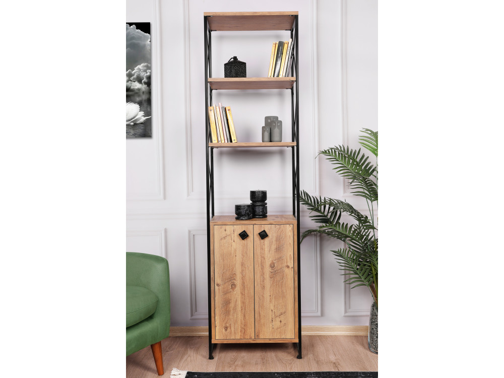 Bibliothèque en bois "Tervel" - 49 x 30 x 180 cm - Marron