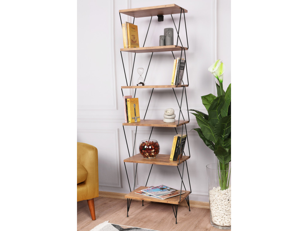 Bibliothèque en bois "Balaban" - 46 x 30 x 165 cm - Marron