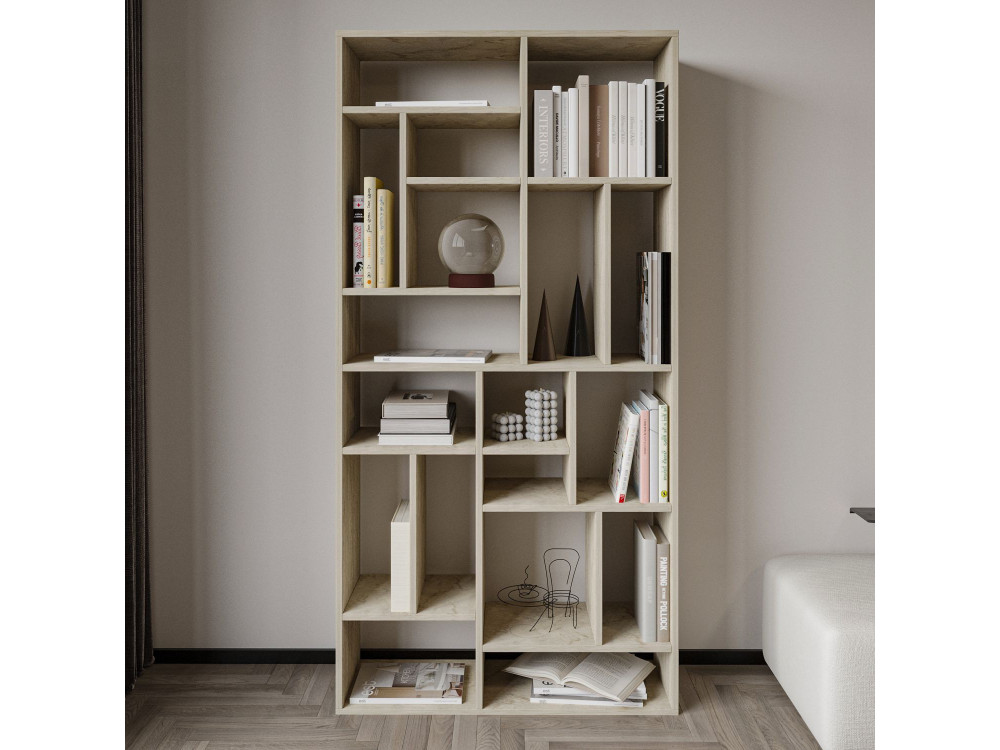 Bibliothèque en bois "Nicola" - 90 x 30 x 180 cm - Travertin