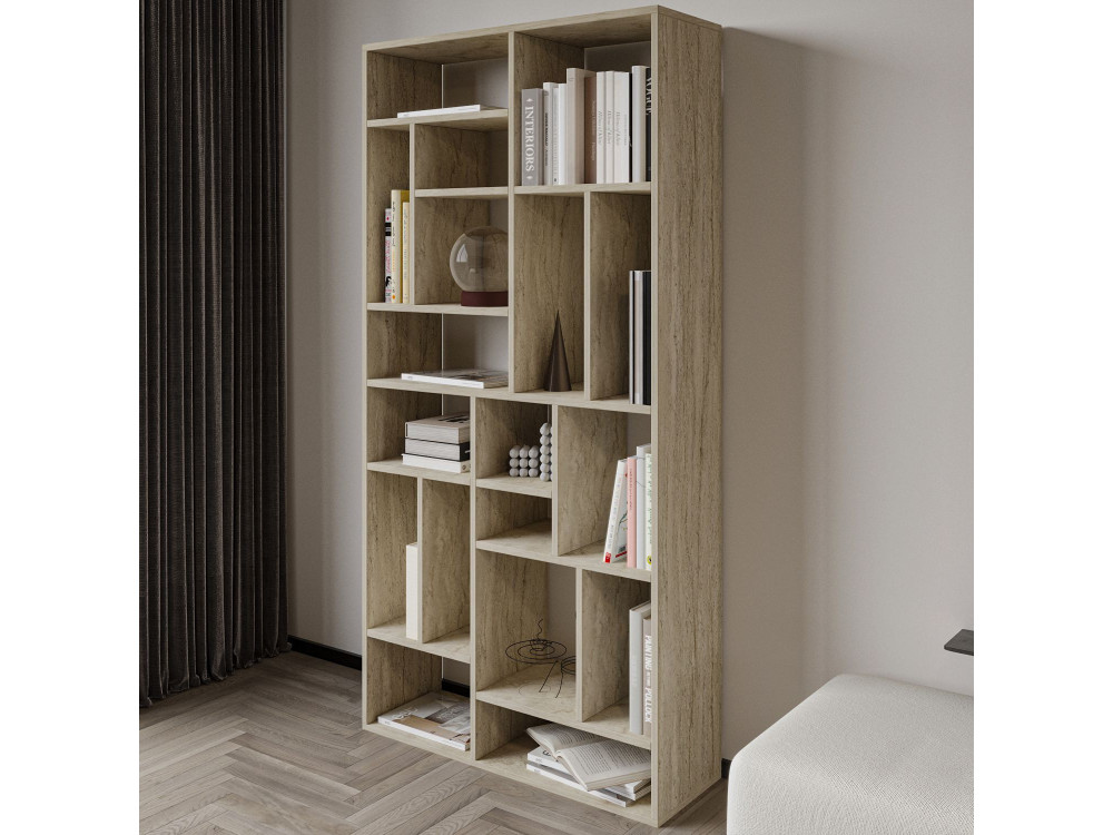 Bibliothèque en bois "Nicola" - 90 x 30 x 180 cm - Travertin