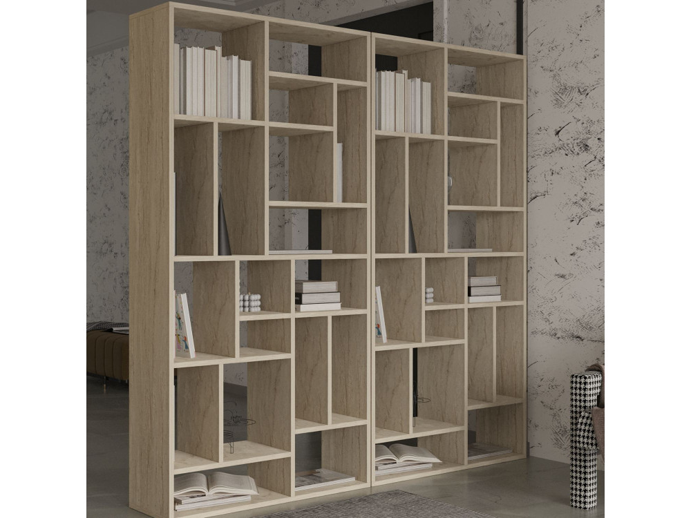 Bibliothèque en bois "Nicola" - 90 x 30 x 180 cm - Travertin