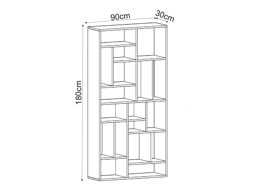 Bibliothèque en bois "Nicola" - 90 x 30 x 180 cm - Travertin