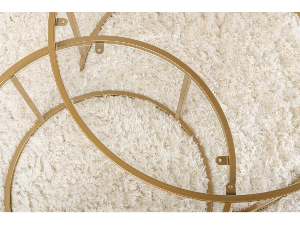 Lot de 2 tables basses en métal "Aurum" - 80 x 80 x 43 cm - Or Transparent