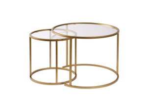 Lot de 2 tables basses en métal "Aurum" - 60 x 60 x 43 cm - Or Transparent