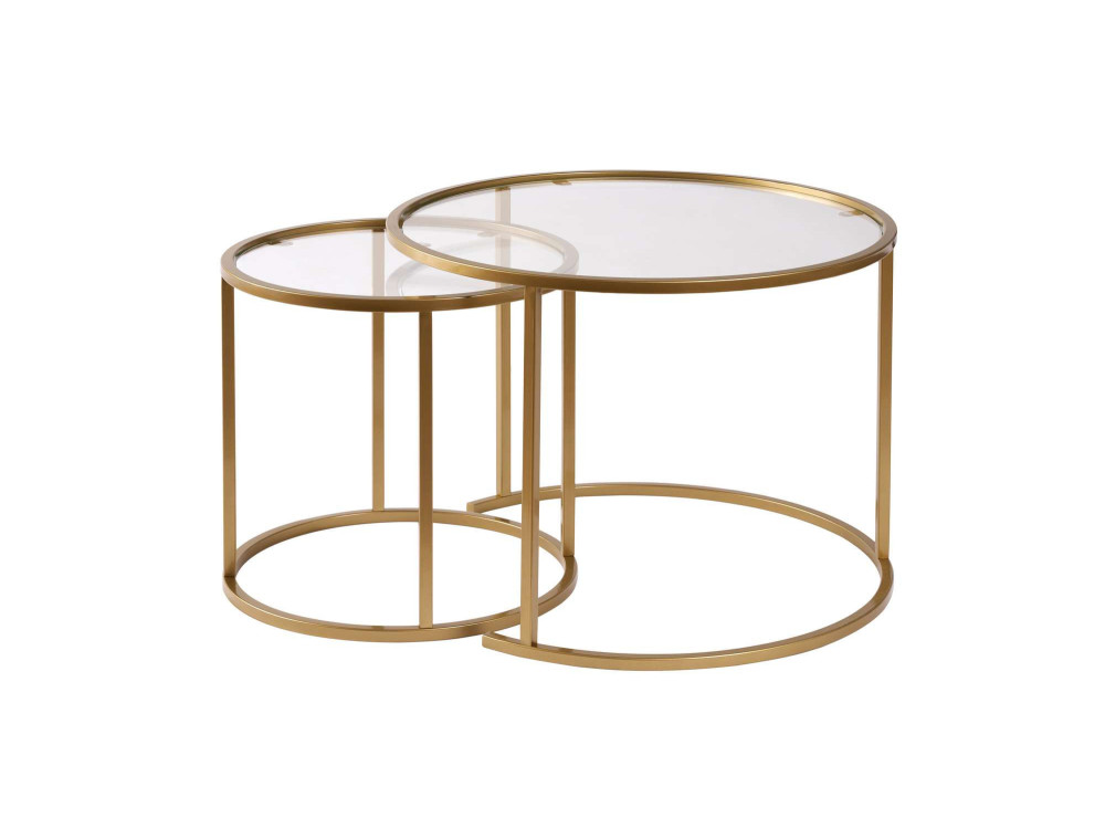 Lot de 2 tables basses en métal "Aurum" - 60 x 60 x 43 cm - Or Transparent