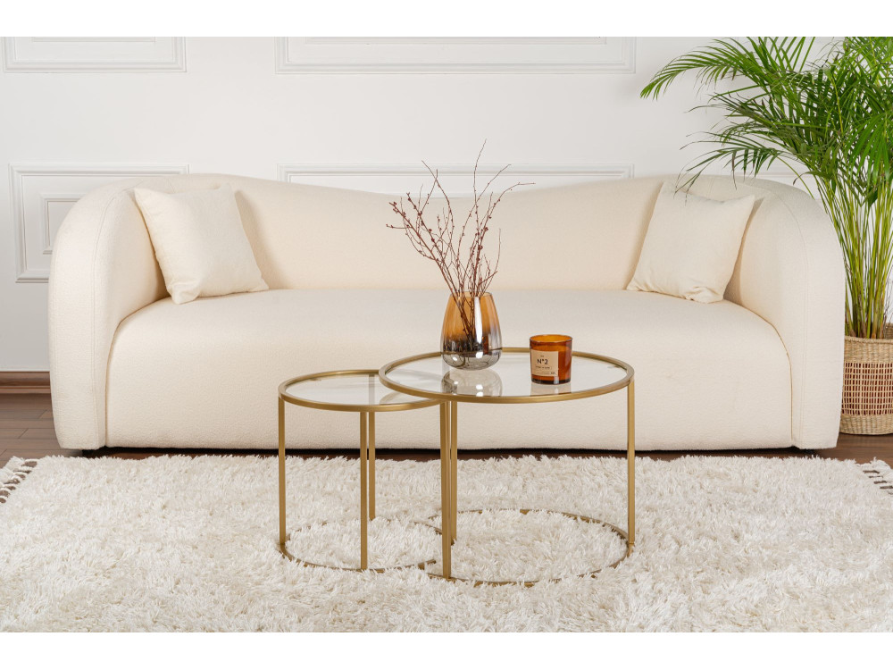 Lot de 2 tables basses en métal "Aurum" - 60 x 60 x 43 cm - Or Transparent