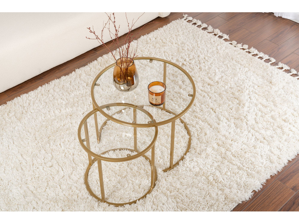 Lot de 2 tables basses en métal "Aurum" - 60 x 60 x 43 cm - Or Transparent