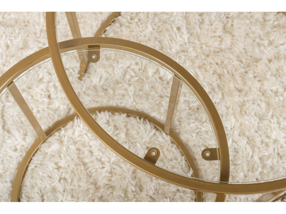 Lot de 2 tables basses en métal "Aurum" - 60 x 60 x 43 cm - Or Transparent