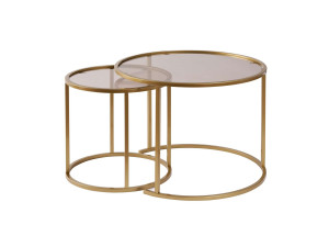 Ensemble de tables basses en métal "Aurum" - 42 x 42 x 39 cm - Or Bronze