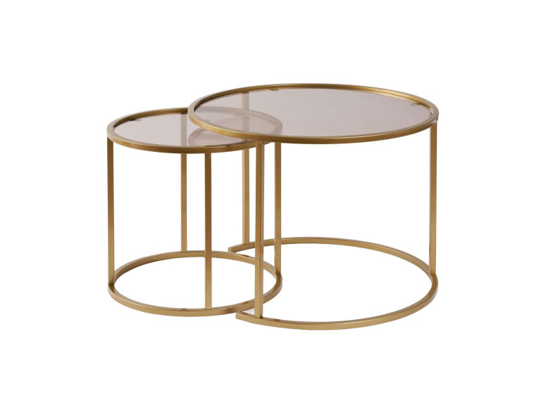 Ensemble de tables basses en métal "Aurum" - 42 x 42 x 39 cm - Or Bronze