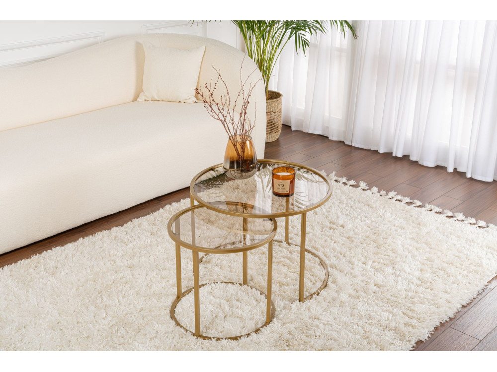 Ensemble de tables basses en métal "Aurum" - 42 x 42 x 39 cm - Or Bronze