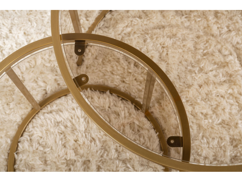 Ensemble de tables basses en métal "Aurum" - 42 x 42 x 39 cm - Or Bronze
