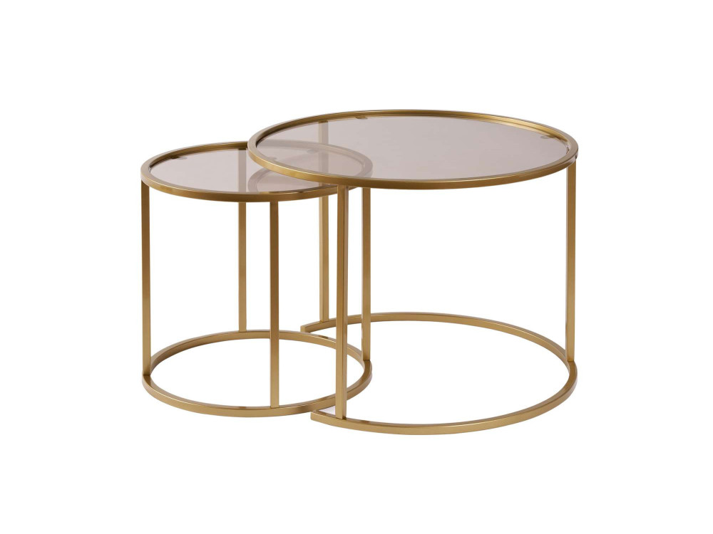 Ensemble de tables basses en métal "Aurum" - 42 x 42 x 39 cm - Or Bronze