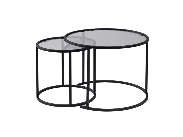 Lot de 2 tables basses en métal "Aurum" - 60 x 60 x 43 cm - Noir Gris