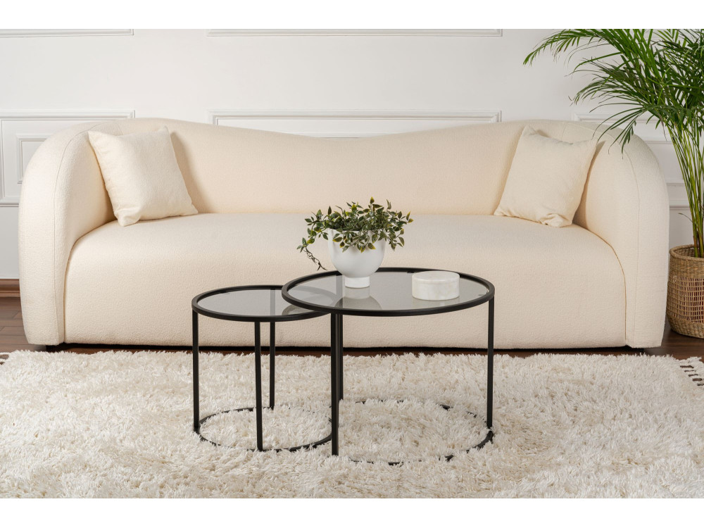 Lot de 2 tables basses en métal "Aurum" - 60 x 60 x 43 cm - Noir Gris