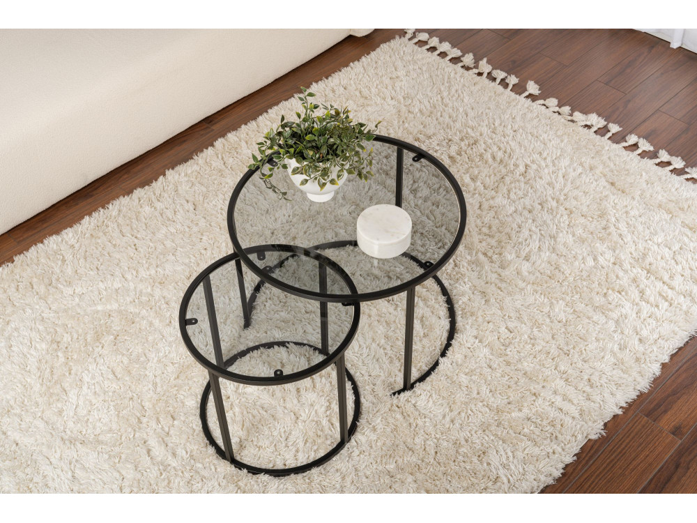 Lot de 2 tables basses en métal "Aurum" - 60 x 60 x 43 cm - Noir Gris