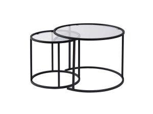 Lot de 2 tables basses en métal "Aurum" - 60 x 60 x 43 cm - Noir Transparent