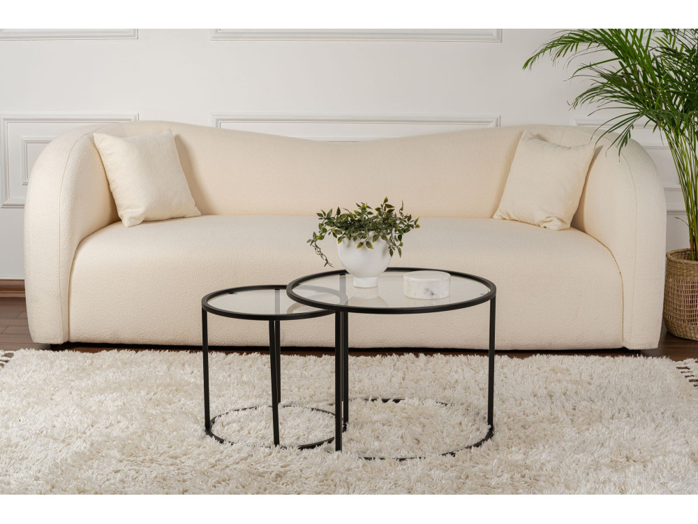 Lot de 2 tables basses en métal "Aurum" - 60 x 60 x 43 cm - Noir Transparent