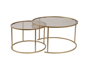 Lot de 2 tables basses en métal "Aurum" - 80 x 80 x 43 cm - Or Bronze