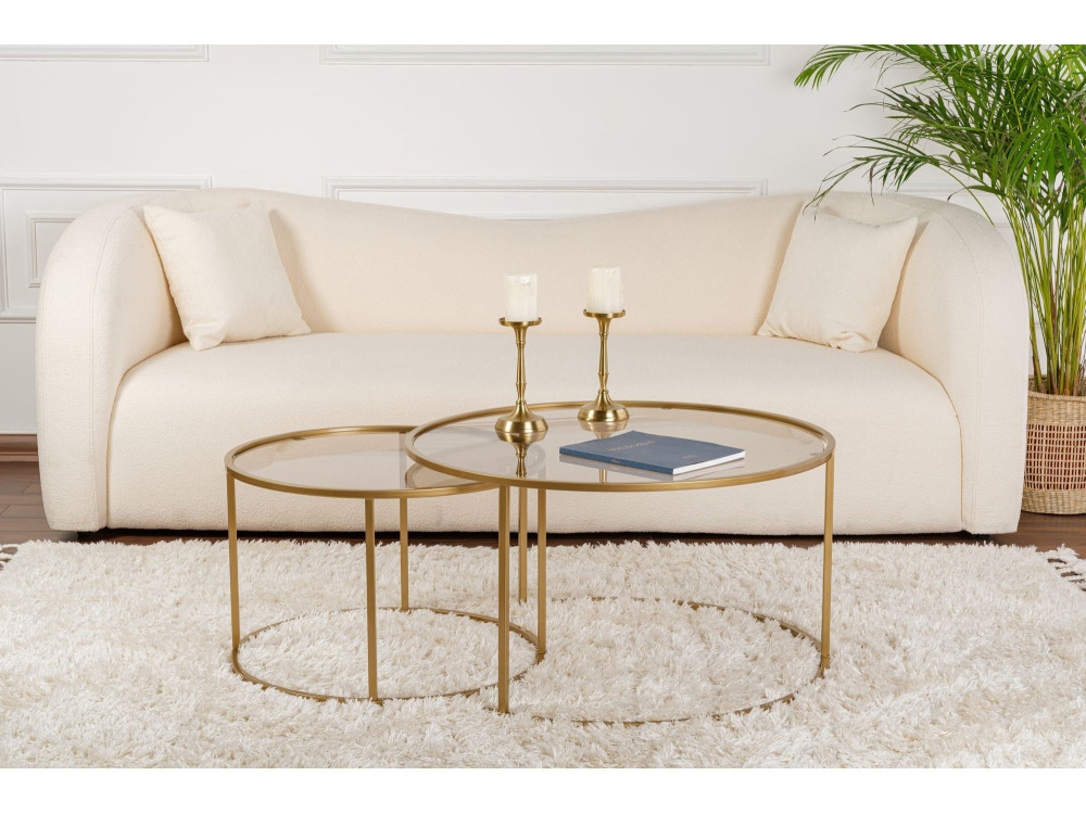 Lot de 2 tables basses en métal "Aurum" - 80 x 80 x 43 cm - Or Bronze