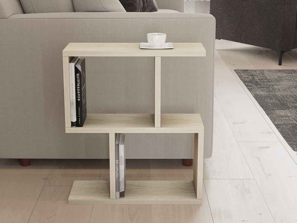 Table d'appoint en bois "Zet" - 45 x 17 x 51 cm - Travertin