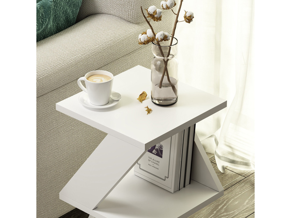 Table d'appoint en bois "Albeni" - 30 x 30 x 50 cm - Blanc