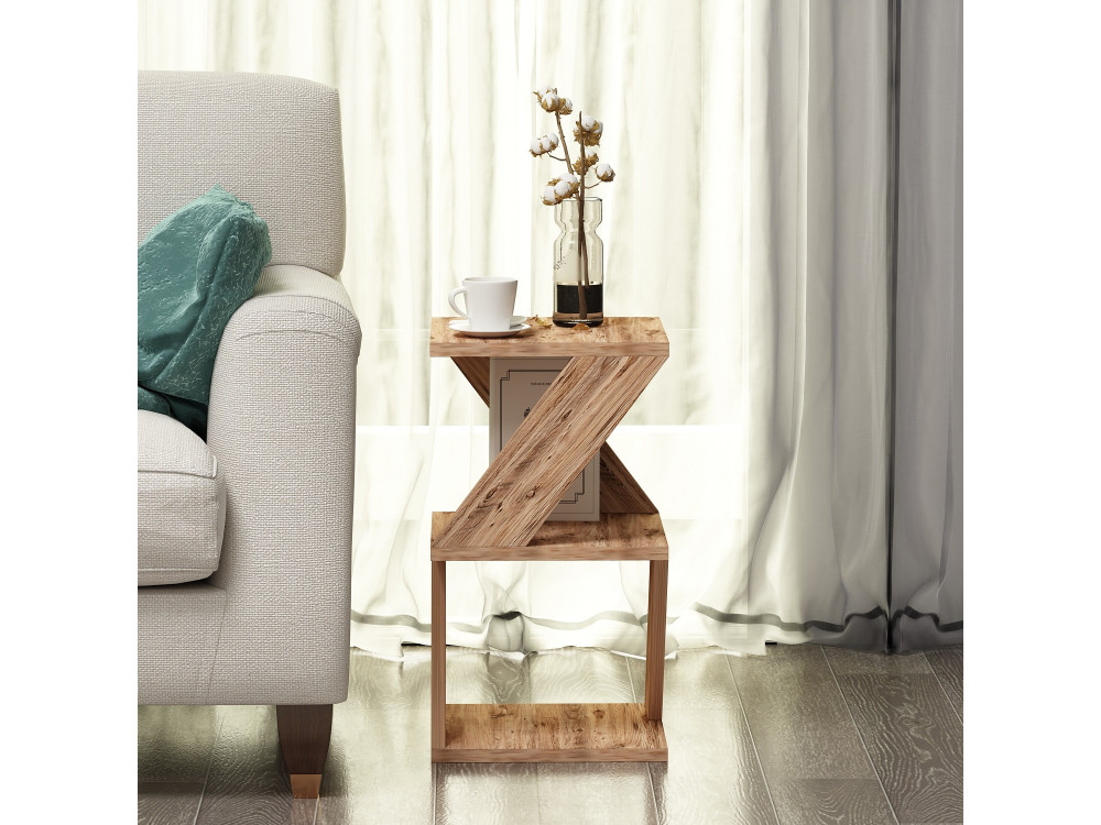 Table d'appoint en bois "Albeni" - 29 x 29 x 54 cm - Pin atlantique