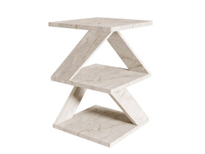 Table d'appoint en bois "Albeni" - 29 x 29 x 54 cm - Travertin