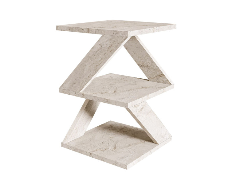 Table d'appoint en bois "Albeni" - 29 x 29 x 54 cm - Travertin
