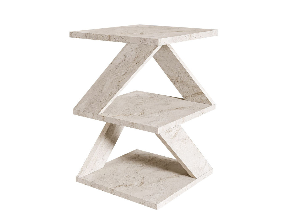Table d'appoint en bois "Albeni" - 29 x 29 x 54 cm - Travertin