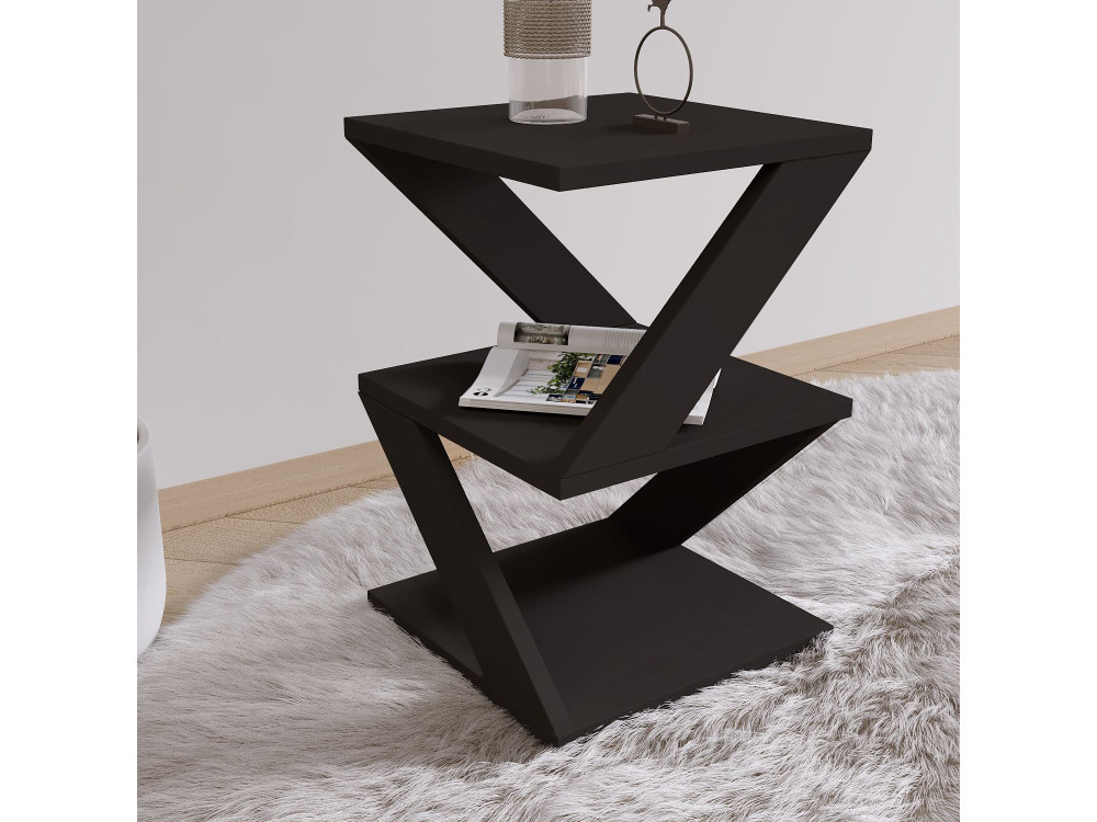 Table d'appoint en bois "Albeni" - 29 x 29 x 54 cm - Noir