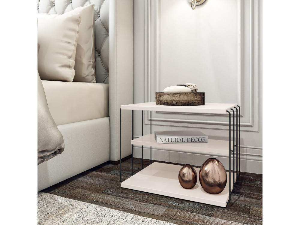 Table d'appoint en bois "Lifon" - 50 x 40 x 33 cm - Blanc