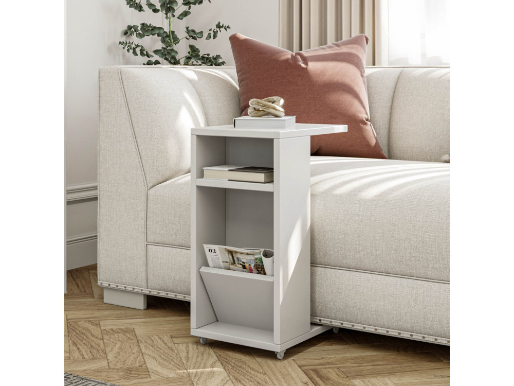 Table d'appoint en bois "Filinta" - 30 x 40 x 63 cm - Blanc