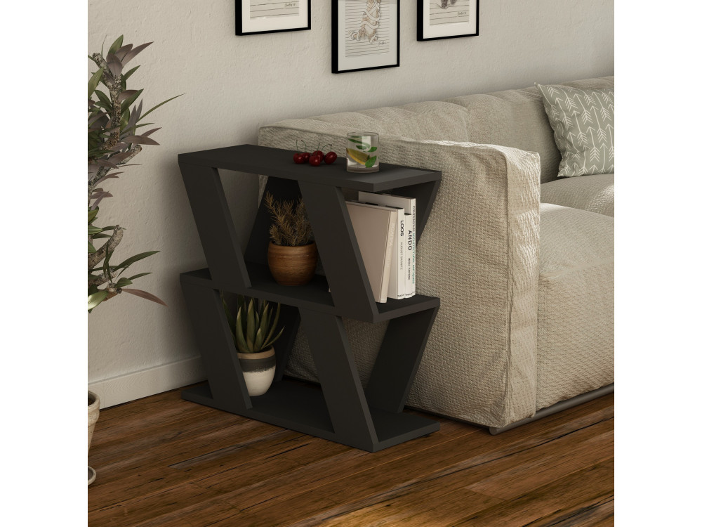 Table d'appoint en bois "Lazena" - 60 x 22 x 57 cm - Anthracite