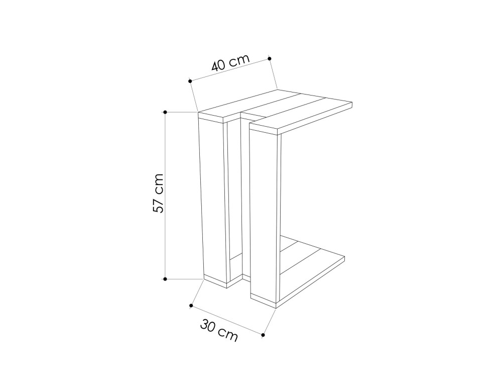 Table d'appoint en bois "Muju" - 30 x 40 x 57 cm - ChêneAnthracite
