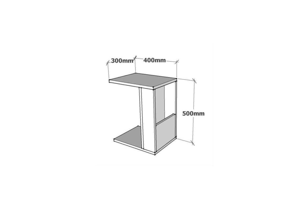 Table d'appoint en bois "Star" - 30 x 40 x 50 cm - Blanc