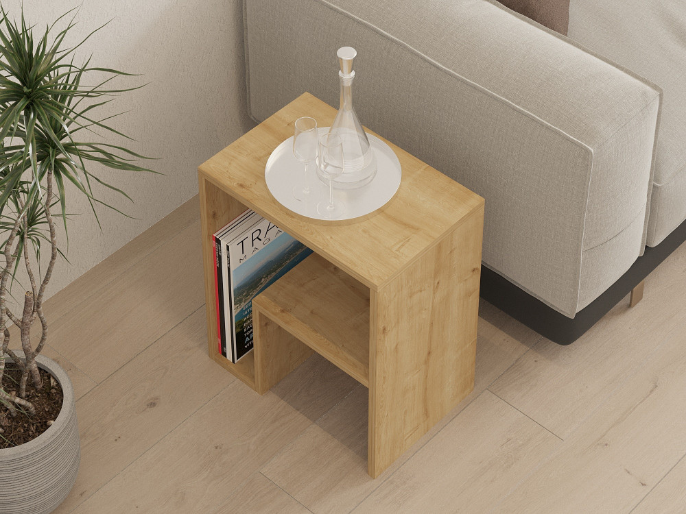 Table d'Appoint en bois "Yepa" - 45 x 29 x 51 cm - Chêne Saphir