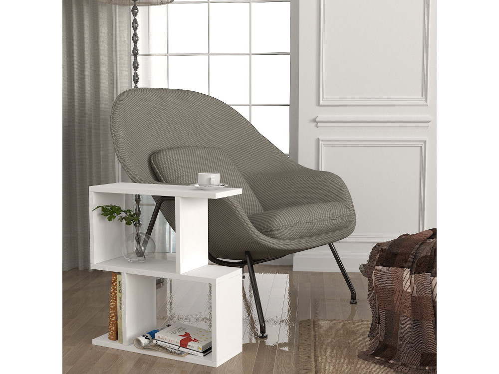 Table d'appoint en bois "Karinus" - 50 x 17 x 55 cm - Blanc