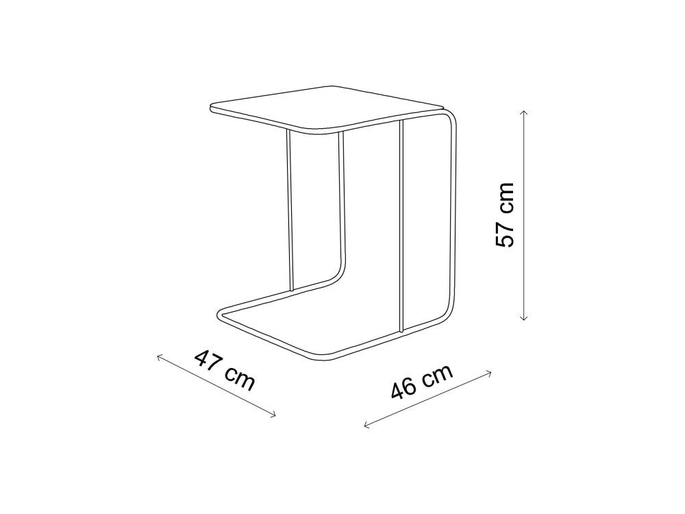 table d'appoint en métal "Poet" 47 x 46 x 57 cm - Or
